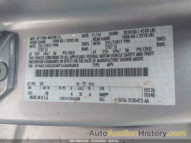 FORD ESCAPE SE, 1FMCU0GX9FUA68265