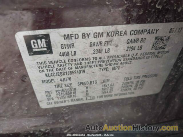 BUICK ENCORE PREFERRED, KL4CJESB1JB524019