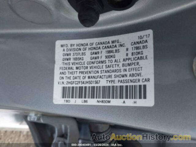 HONDA CIVIC LX, 2HGFC2F54JH501567