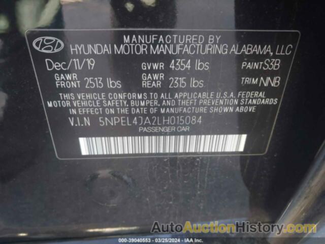 HYUNDAI SONATA SEL, 5NPEL4JA2LH015084