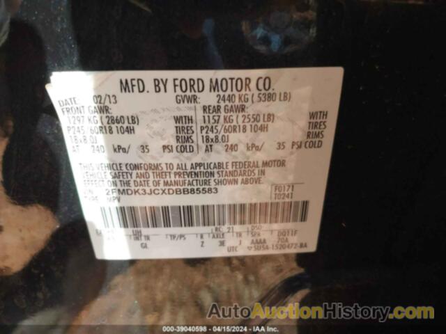 FORD EDGE SEL, 2FMDK3JCXDBB85583