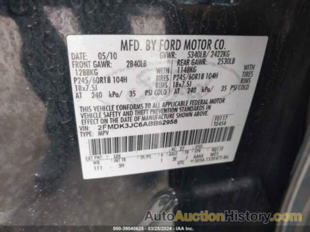 FORD EDGE SEL, 2FMDK3JC6ABB62958