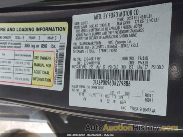 FORD FUSION TITANIUM, 3FA6P0K96DR279886