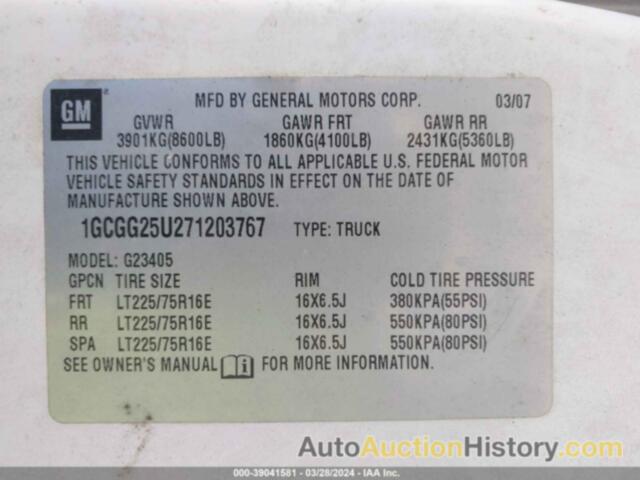 CHEVROLET EXPRESS G2500, 1GCGG25U271203767