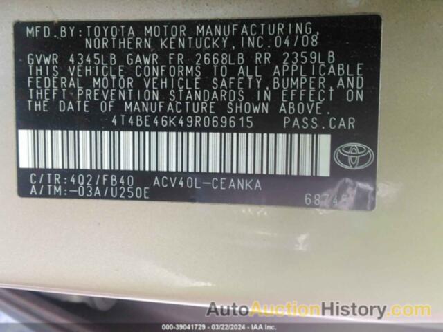 TOYOTA CAMRY LE, 4T4BE46K49R069615