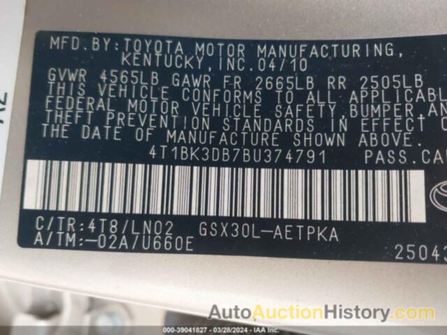 TOYOTA AVALON LIMITED, 4T1BK3DB7BU374791