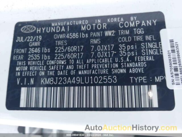 HYUNDAI TUCSON SE, KM8J23A49LU102553