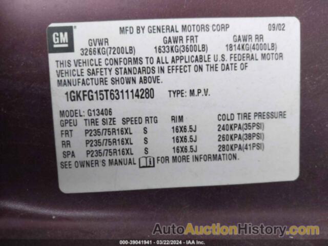 GMC SAVANA STANDARD, 1GKFG15T631114280