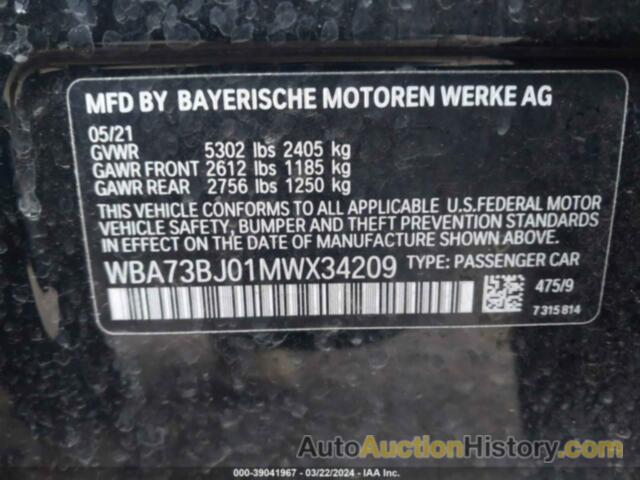 BMW 540I XDRIVE, WBA73BJ01MWX34209