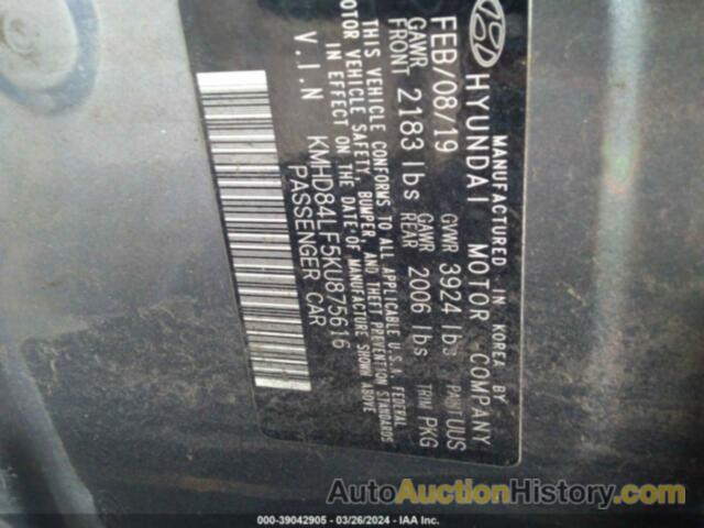 HYUNDAI ELANTRA SEL/VALUE/LIMITED, KMHD84LF5KU875616