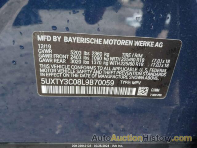 BMW X3 SDRIVE30I, 5UXTY3C08L9B70059