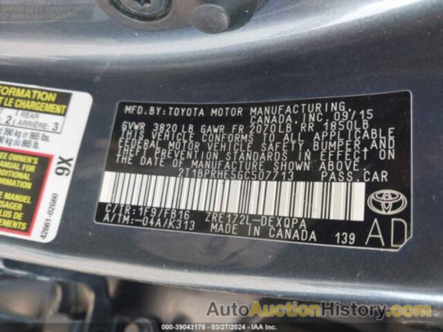 TOYOTA COROLLA LE ECO, 2T1BPRHE5GC507713