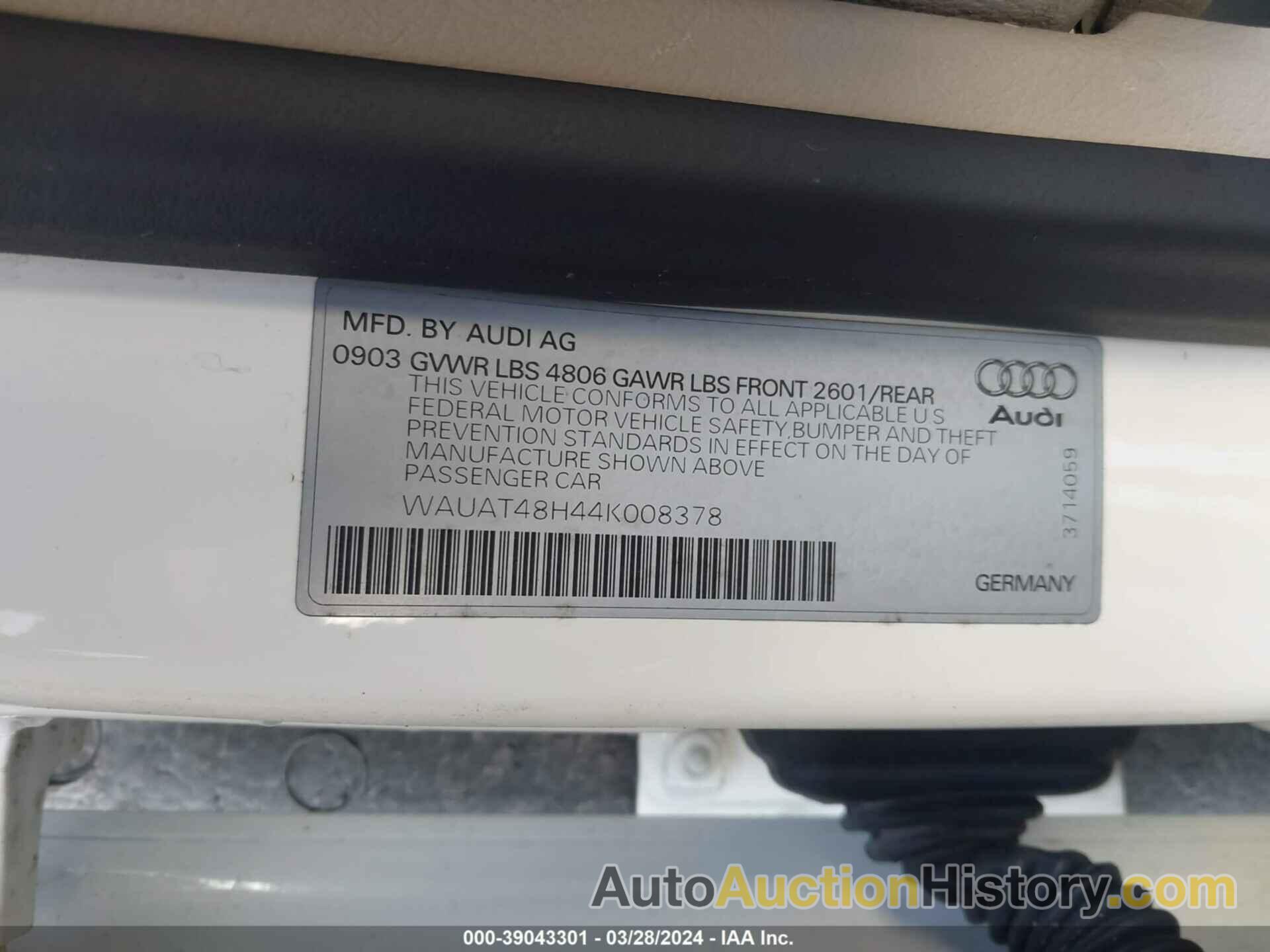 AUDI A4 3.0, WAUAT48H44K008378