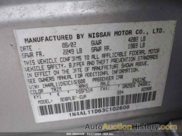 NISSAN ALTIMA 2.5 S, 1N4AL11D63C102608