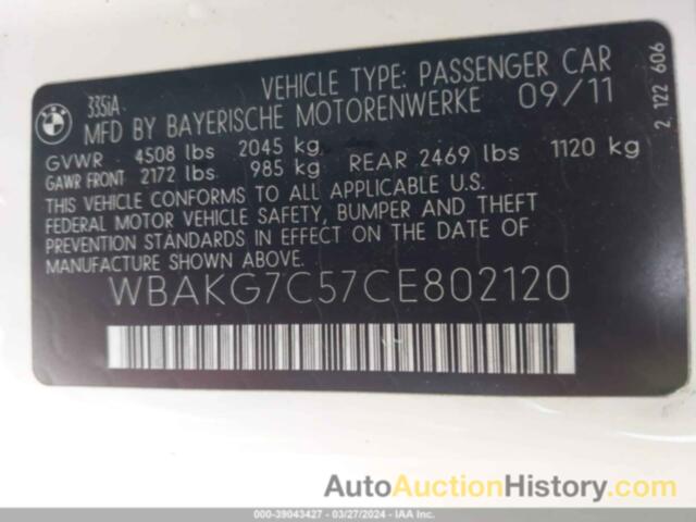 BMW 335I, WBAKG7C57CE802120