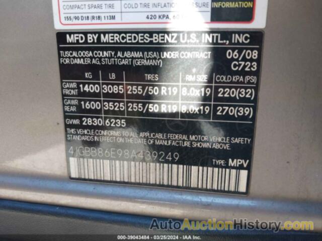 MERCEDES-BENZ ML 350 4MATIC, 4JGBB86E98A439249