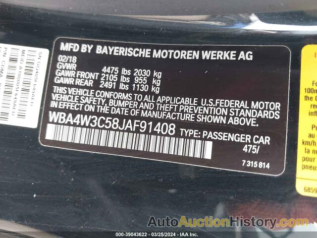 BMW 430I, WBA4W3C58JAF91408