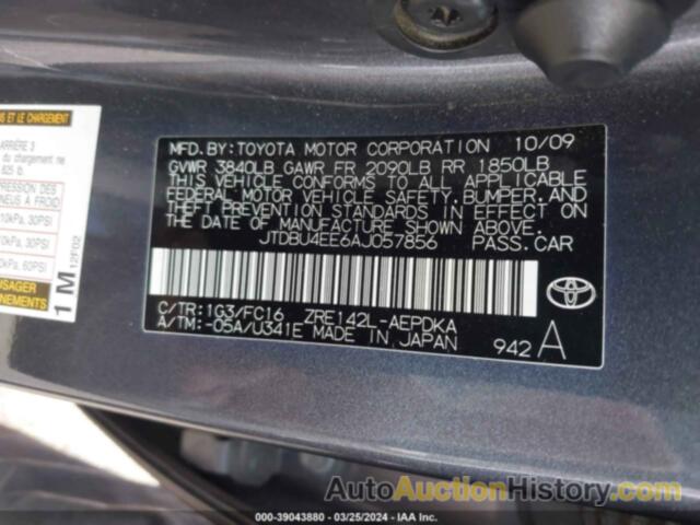 TOYOTA COROLLA S/LE/XLE, JTDBU4EE6AJ057856