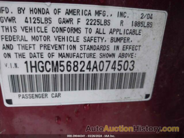 HONDA ACCORD 2.4 EX, 1HGCM56824A074503