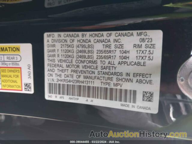 HONDA CR-V LX AWD, 2HKRS4H23RH413111