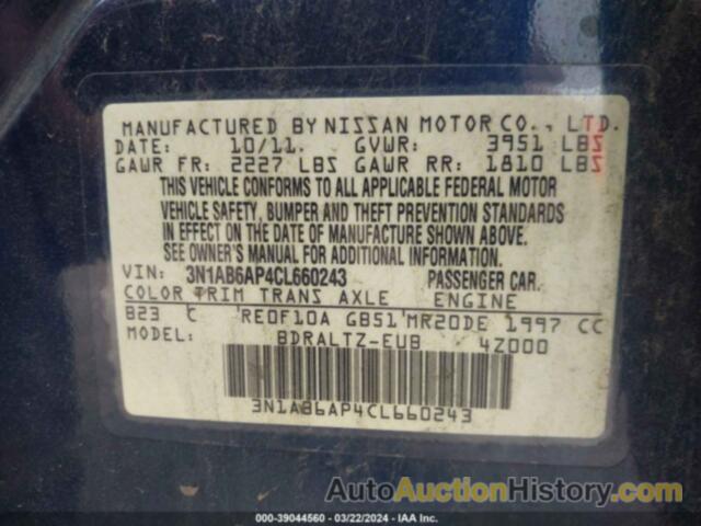 NISSAN SENTRA 2.0 S, 3N1AB6AP4CL660243