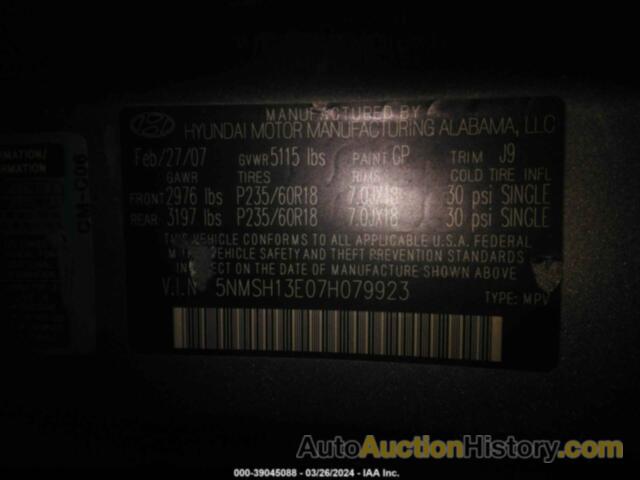 HYUNDAI SANTA FE LIMITED/SE, 5NMSH13E07H079923