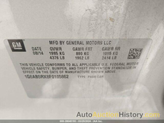 CADILLAC ATS LUXURY, 1G6AB5RX8F0105862