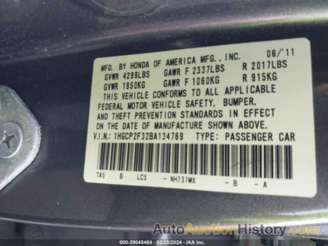 HONDA ACCORD LX, 1HGCP2F32BA134769