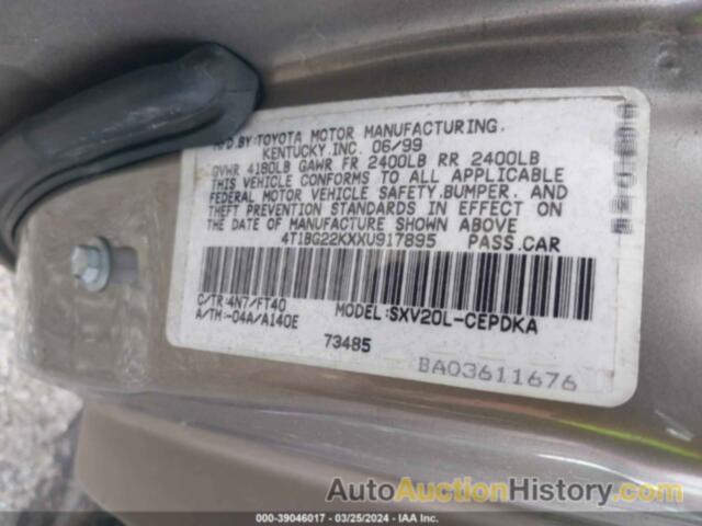 TOYOTA CAMRY CE, 4T1BG22KXXU917895