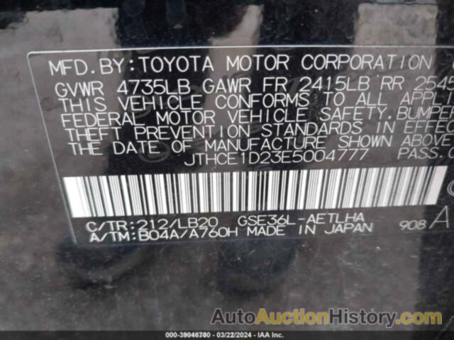 LEXUS IS 350, JTHCE1D23E5004777