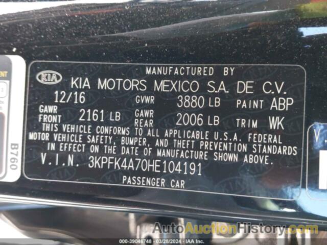 KIA FORTE LX, 3KPFK4A70HE104191