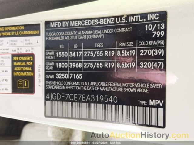 MERCEDES-BENZ GL 450 4MATIC, 4JGDF7CE7EA319540