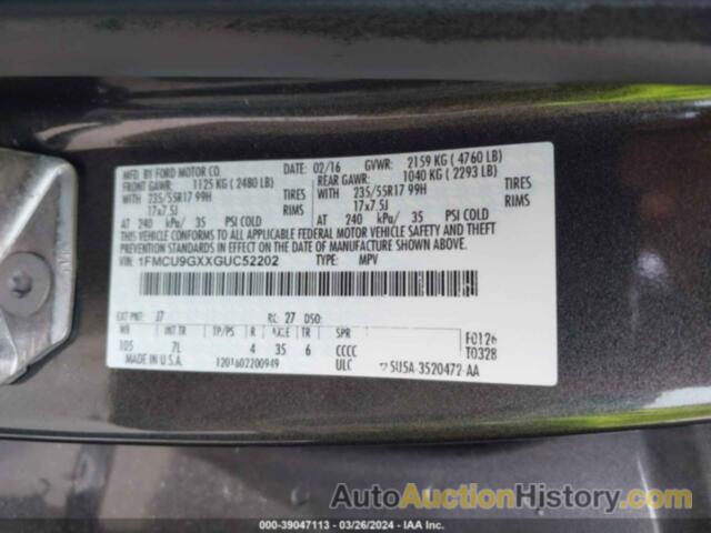 FORD ESCAPE SE, 1FMCU9GXXGUC52202