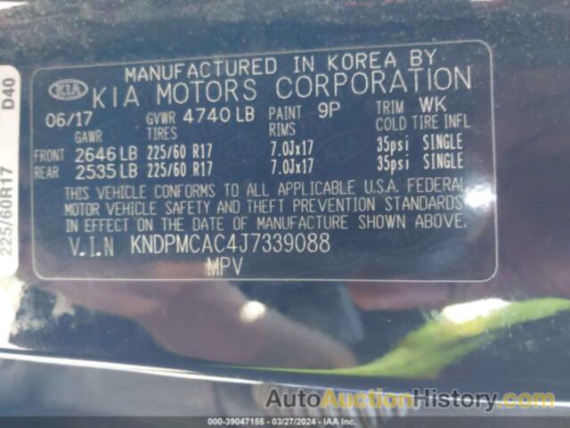 KIA SPORTAGE LX, KNDPMCAC4J7339088