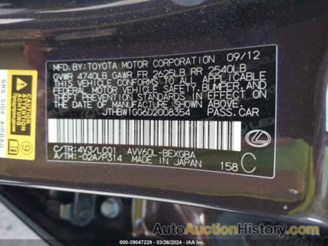 LEXUS ES 300H, JTHBW1GG6D2008354