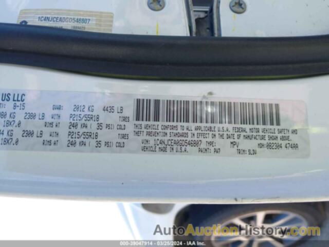 JEEP COMPASS LATITUDE, 1C4NJCEA0GD546807