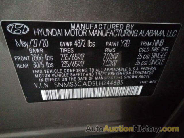 HYUNDAI SANTA FE SEL/SEL PLUS, 5NMS3CAD5LH244685