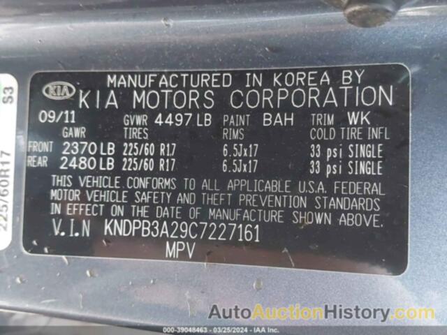 KIA SPORTAGE LX, KNDPB3A29C7227161