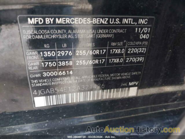 MERCEDES-BENZ M-CLASS BASE (A5), 4JGAB54E12A321426