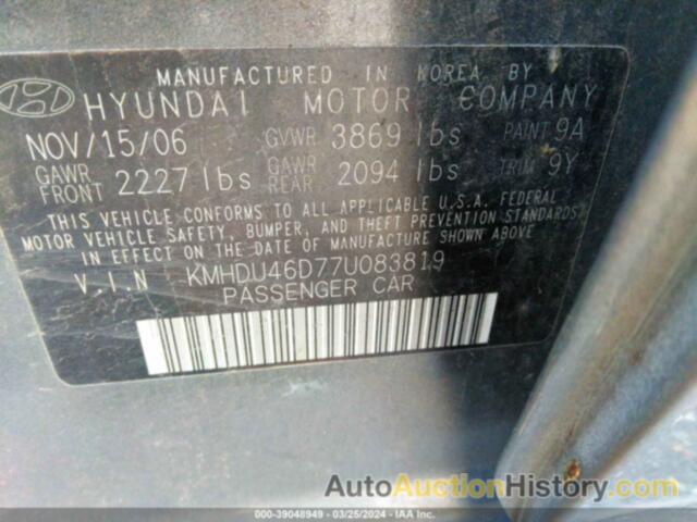 HYUNDAI ELANTRA GLS/LIMITED/SE, KMHDU46D77U083819