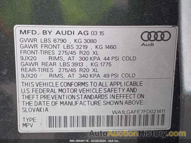 AUDI Q7 3.0T PREMIUM, WA1LGAFE7FD021411