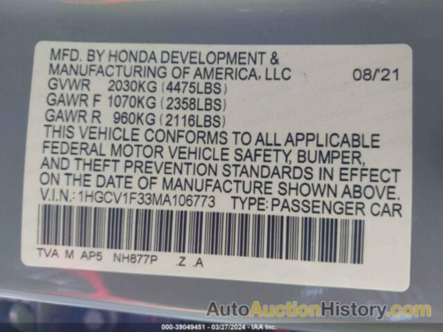 HONDA ACCORD SPORT, 1HGCV1F33MA106773