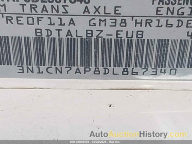 NISSAN VERSA 1.6 SV, 3N1CN7AP8DL867340