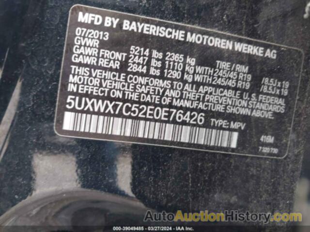 BMW X3 XDRIVE35I, 5UXWX7C52E0E76426