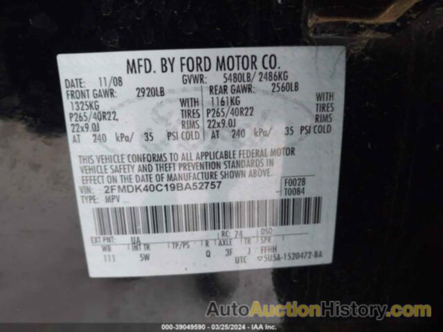 FORD EDGE SPORT, 2FMDK40C19BA52757