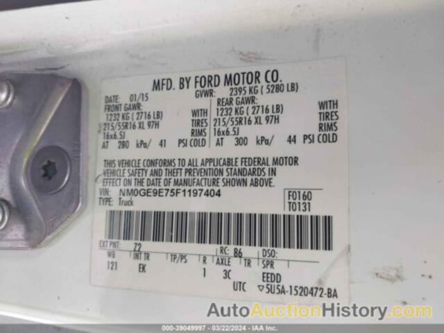 FORD TRANSIT CONNECT XL, NM0GE9E75F1197404
