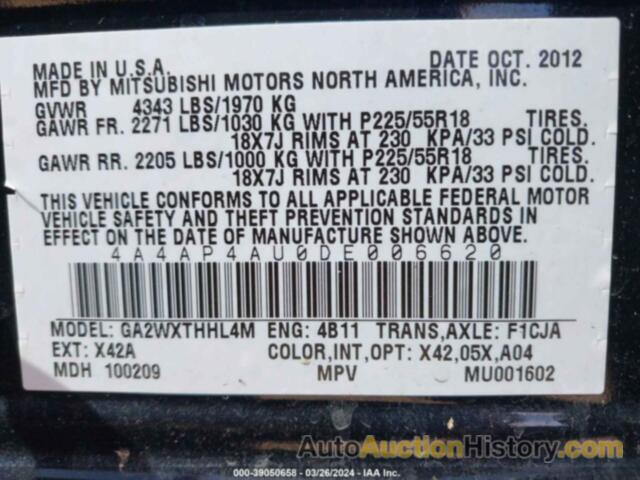 MITSUBISHI OUTLANDER SPORT SE, 4A4AP4AU0DE006620