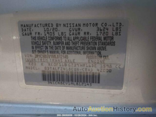 NISSAN VERSA SV, 3N1CN8EV1ML812145