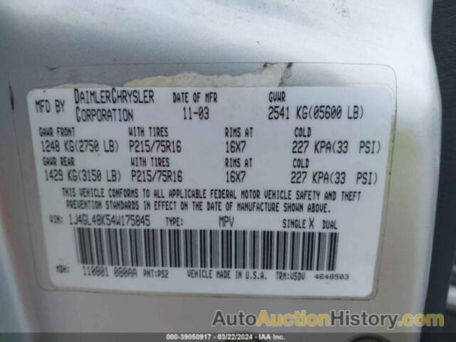 JEEP LIBERTY SPORT, 1J4GL48K54W175845