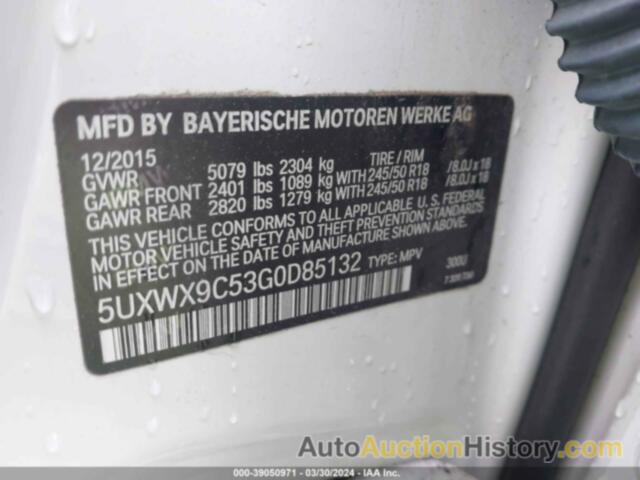 BMW X3 XDRIVE28I, 5UXWX9C53G0D85132